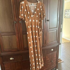 A New Day Brown Puff Sleeve Wrap Maxi Dress
